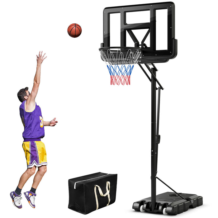 Portable Basketball Hoop with 4.6 to 10 Feet 10-Level Height Adjustable