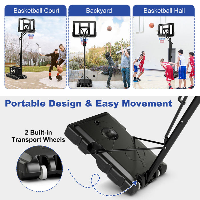 Portable Basketball Hoop with 4.6 to 10 Feet 10-Level Height Adjustable