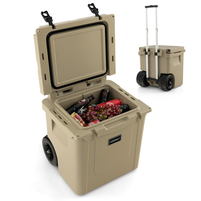 45 Quart Cooler Towable Ice Chest-Brown