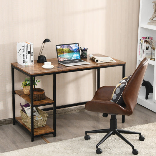 47 Inch Computer Desk Office Study Table Workstation Home with Adjustable Shelf Rustic Brown-M