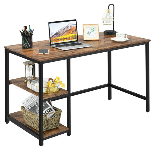 47 Inch Computer Desk Office Study Table Workstation Home with Adjustable Shelf Rustic Brown-M