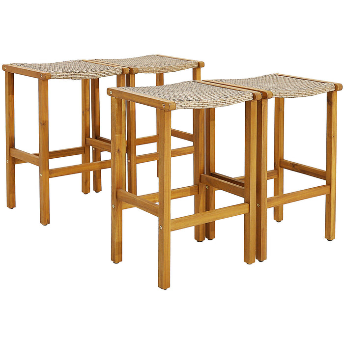 Patio Wood Bar Stools Set of 2/4-4 Pieces