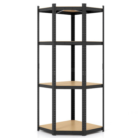 4-Tier Corner Shelving Unit Adjustable Garage Storage Utility Rack for Warehouse-Black