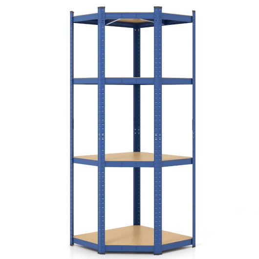 4-Tier Corner Shelving Unit Adjustable Garage Storage Utility Rack for Warehouse-Blue