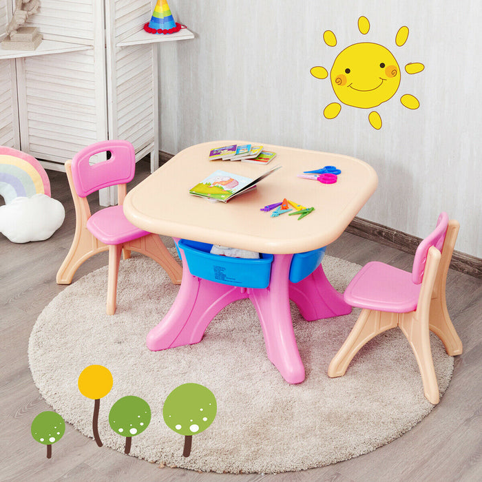 In/Outdoor 3-Piece Plastic Children Play Table & Chair Set