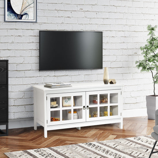 50 Inch Modern Wood Large TV Stand Entertainment Center for TV-White