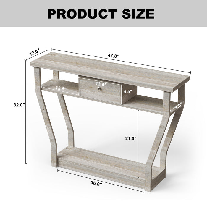 Modern Sofa Accent Table with Drawer-Gray