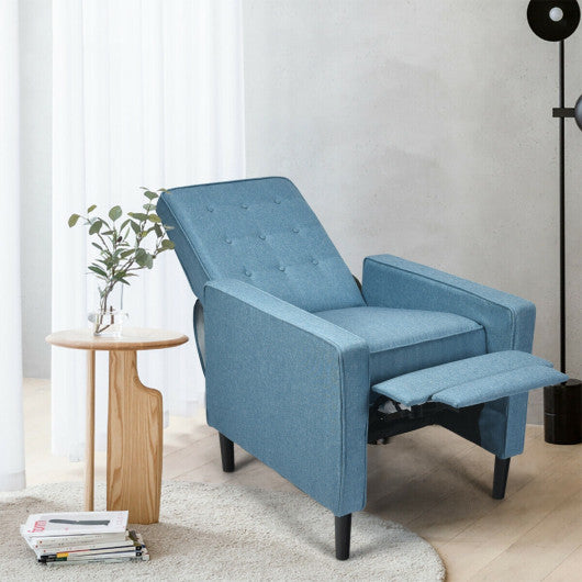 Mid-Century Push Back Recliner Chair -Blue