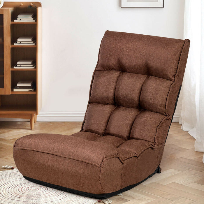 4-Position Adjustable Floor Chair Folding Lazy Sofa-Coffee