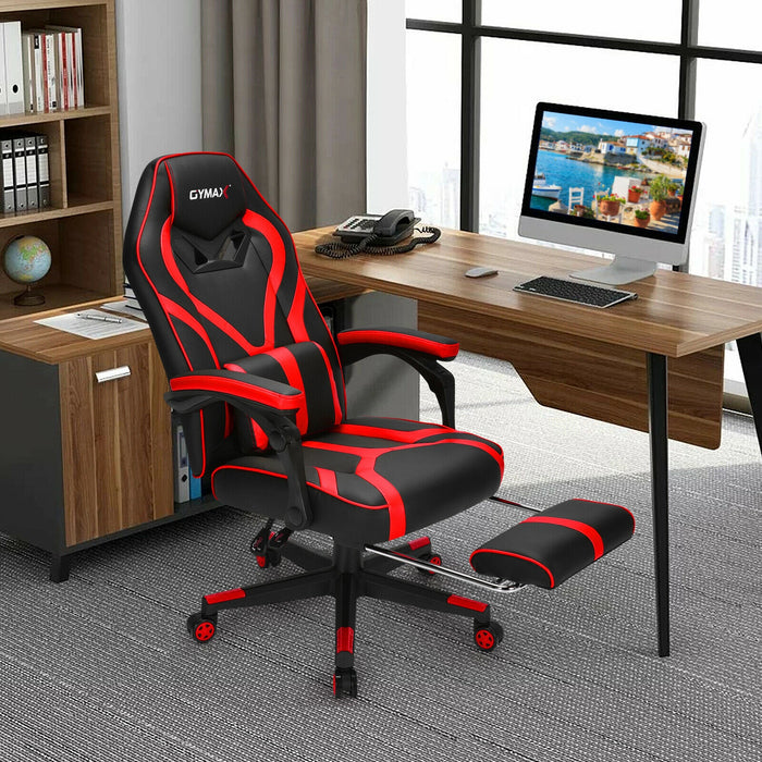 Computer Massage Gaming Recliner Chair with Footrest-Red