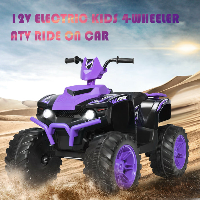 12V Kids Electric 4-Wheeler ATV Quad Ride On Car with LED Light-Purple