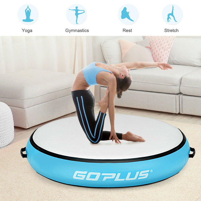 40 Inch Inflatable Round Gymnastic Mat with Electric Pump-Blue