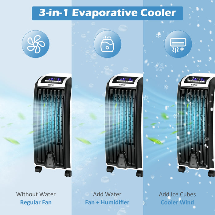 Portable Evaporative Air Cooler with 3 Wind Modes and Timer for Home Office