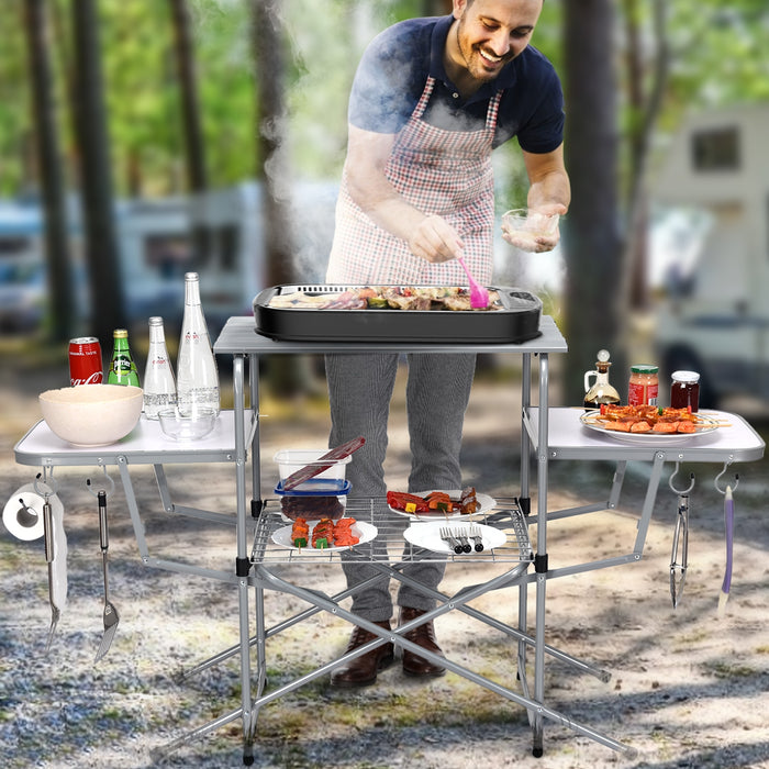 Foldable Outdoor BBQ Table Grilling Stand