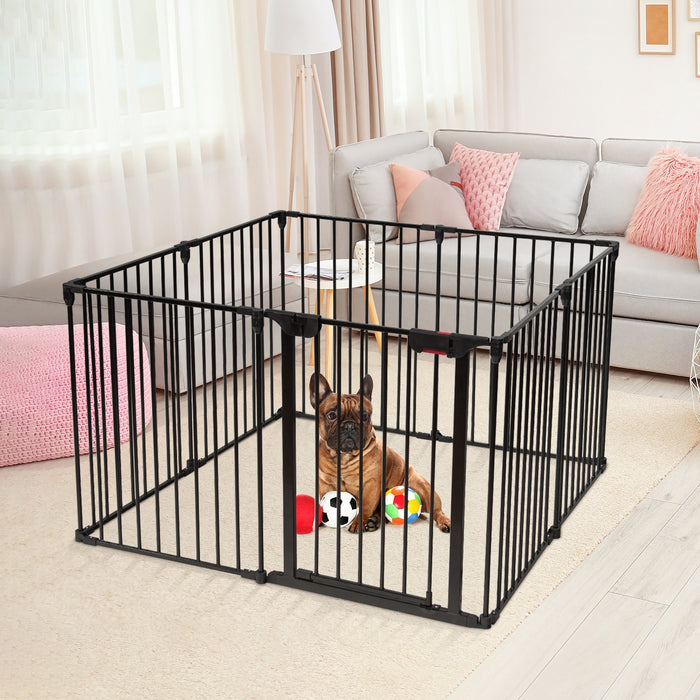 Adjustable Panel Baby Safe Metal Gate Play Yard-Black