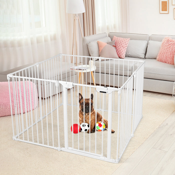 Adjustable  Panel Baby Safe Metal Gate Play Yard-White