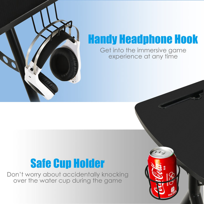 Y-shaped Gaming Desk with Phone Slot and Cup Holder