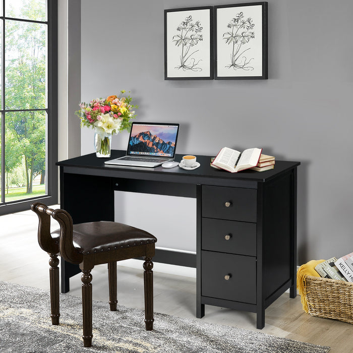 3-Drawer Home Office Study Computer Desk with Spacious Desktop-Black