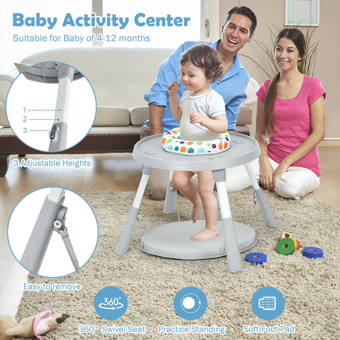 6-in-1 Baby High Chair Infant Activity Center with Height Adjustment-Gray