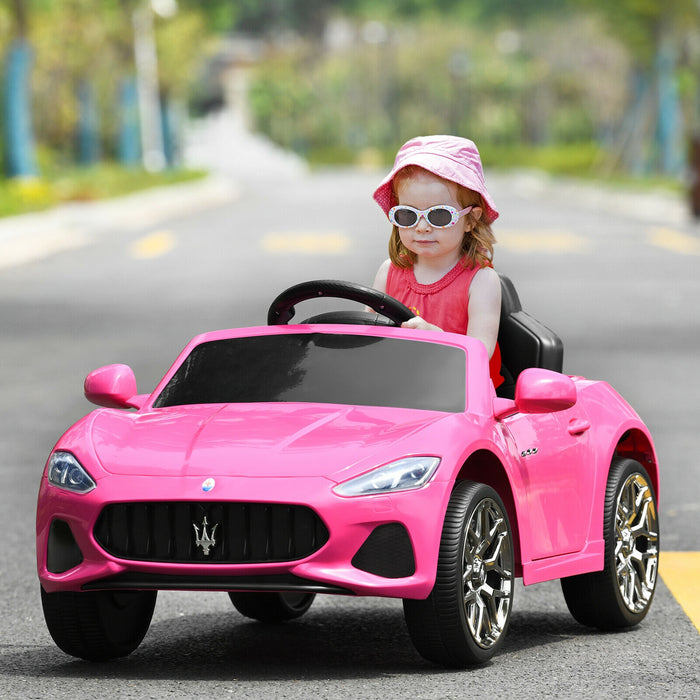 12V Kids Ride-On Car with Remote Control and Lights-Pink