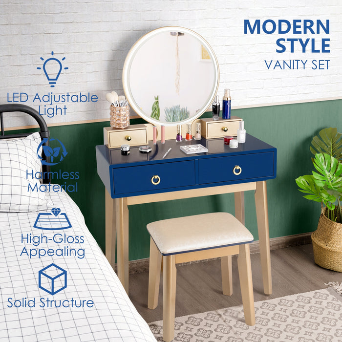 Makeup Vanity Table Set 3 Color Lighting Dressing Table-Blue