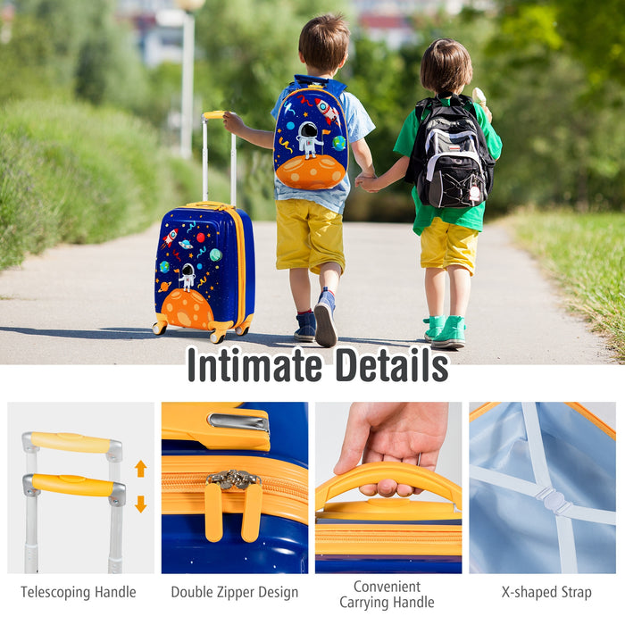 2PC Kids Luggage Set Rolling Suitcase & Backpack-Navy