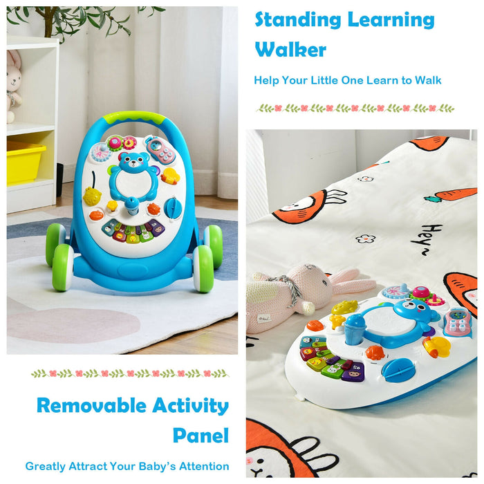 Sit-to-Stand Toddler Learning Walker with Lights and Sounds-Blue