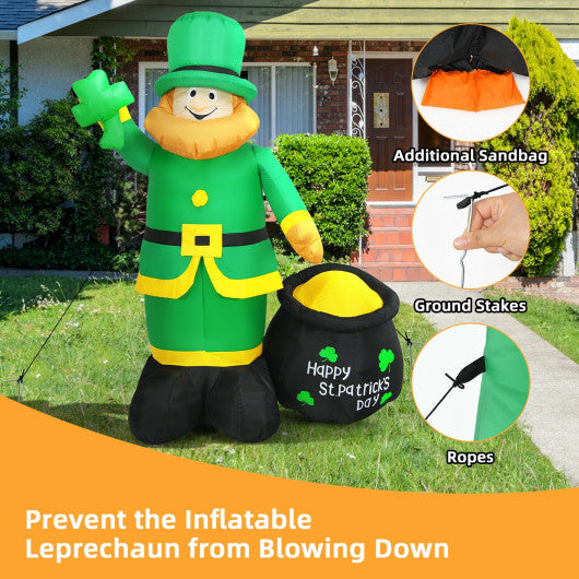 Patrickâ€™s Day Inflatable Leprechaun for for Yard and Lawn-6 ft