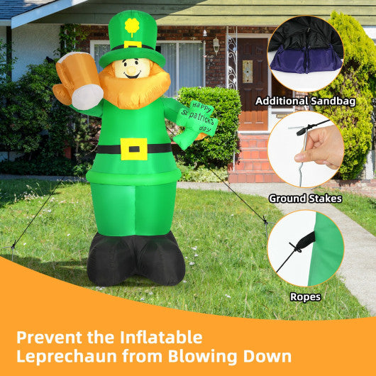 Patrickâ€™s Day Inflatable Leprechaun for for Yard and Lawn-8 ft