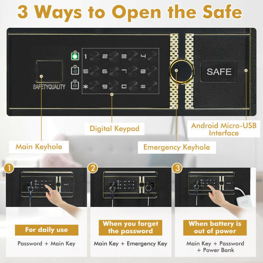 1.25 cu ft Steel Electronic Safe Box with Keypad and Key for Home Office