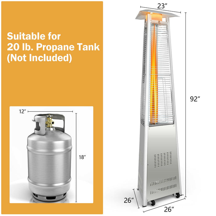 42 000 BTU Stainless Steel Pyramid Patio Heater With Wheels