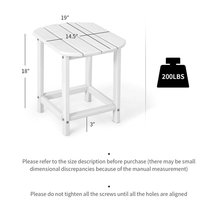 18 Inch Weather Resistant Side Table for Garden Yard Patio-White