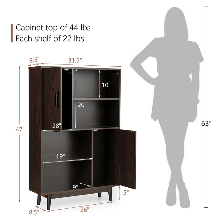 Sideboard Storage Cabinet with Door Shelf-Espresso