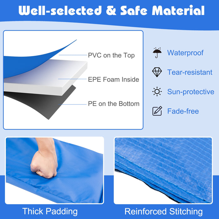 16 Feet Waterproof and Tear-Resistant Universal Trampoline Safety Pad Spring Cover-Blue