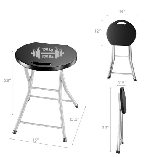 28 Inch Portable Folding Stools with 330lbs Limited Sturdy Frame