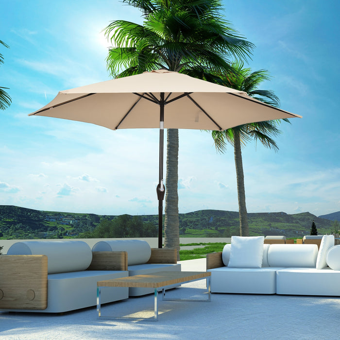 10 Feet Outdoor Patio Umbrella with Tilt Adjustment and Crank-beige