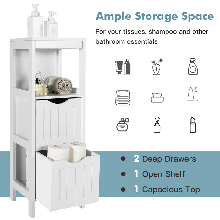 Freestanding Storage Cabinet with 2 Removable Drawers for Bathroom-White