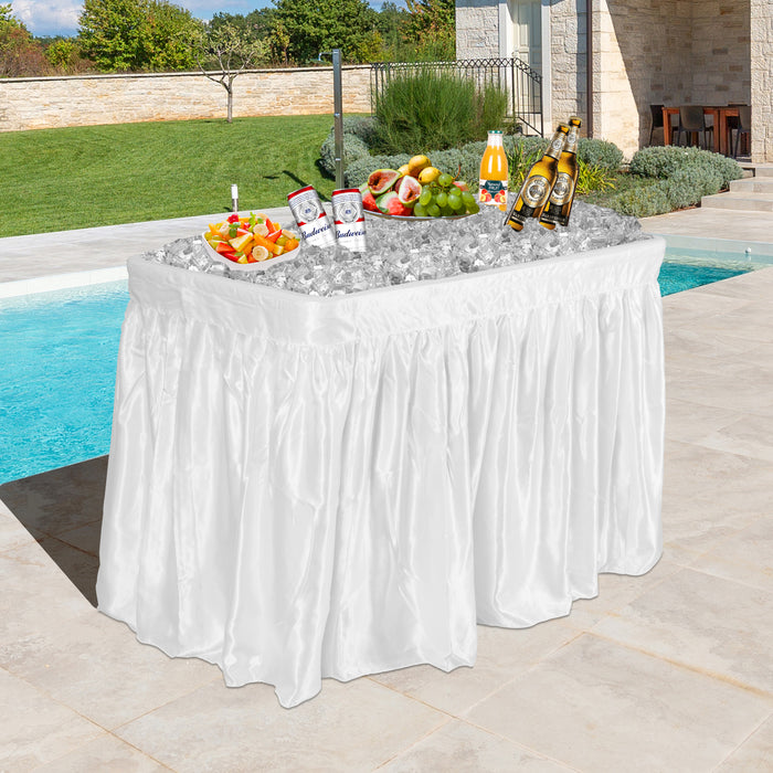 4 Feet Plastic Party Ice Folding Table with Matching Skirt-White