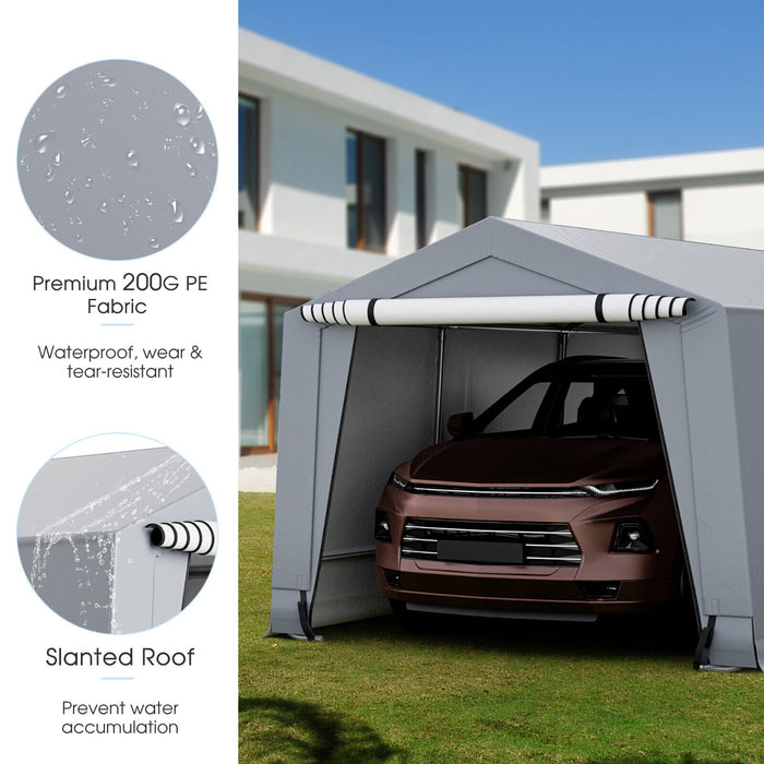 10 x 16/10 x 20 Feet Outdoor Heavy-Duty Carport with 2 Doors-10 x 20 ft