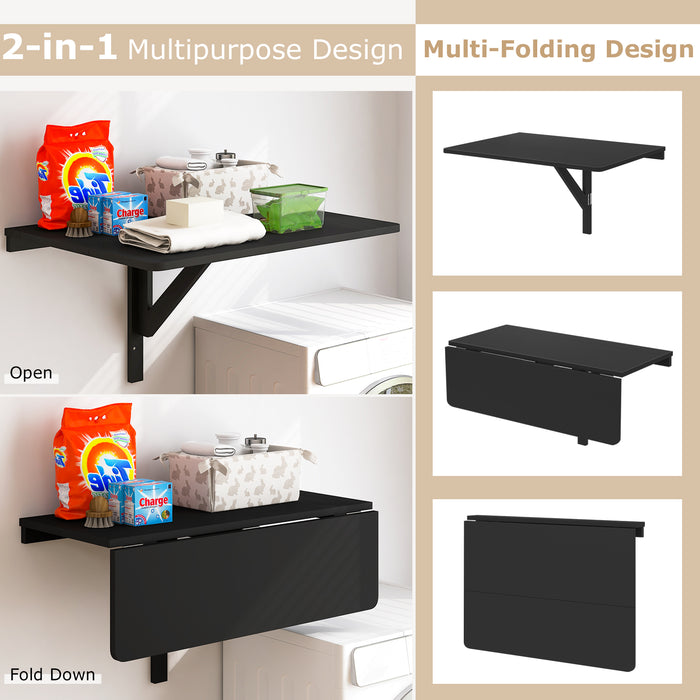 31.5 x 23.5 Inch Wall Mounted Folding Table for Small Spaces-Black