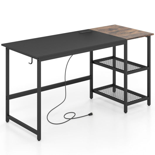 59 Inch Home Office Computer Desk with Removable Storage Shelves-Black