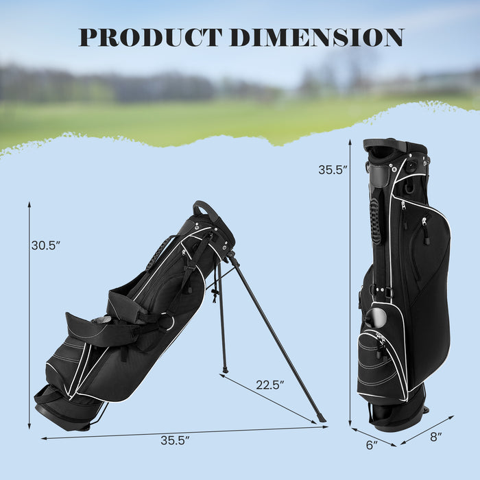 Golf Stand Cart Bag with 4 Way Divider Carry Organizer Pockets-Black