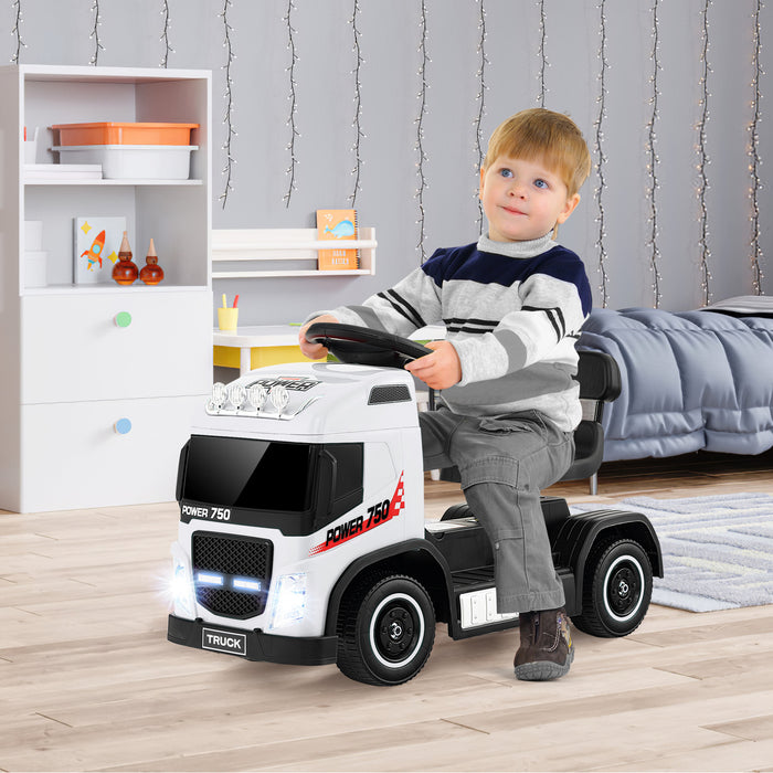 6V Kids Electric Ride-on Truck with Height Adjustable Seat-White