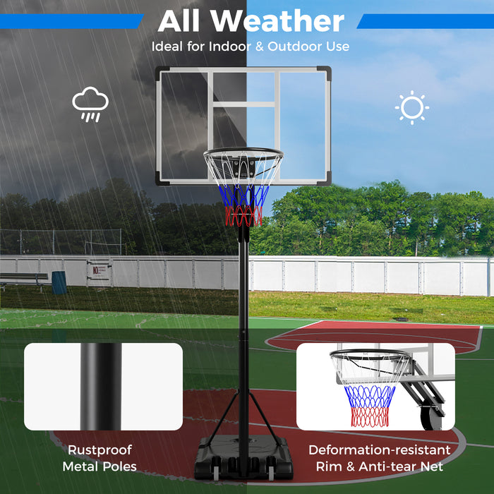 4.9-10 Feet Adjustable Basketball Hoop with Shatterproof Backboard