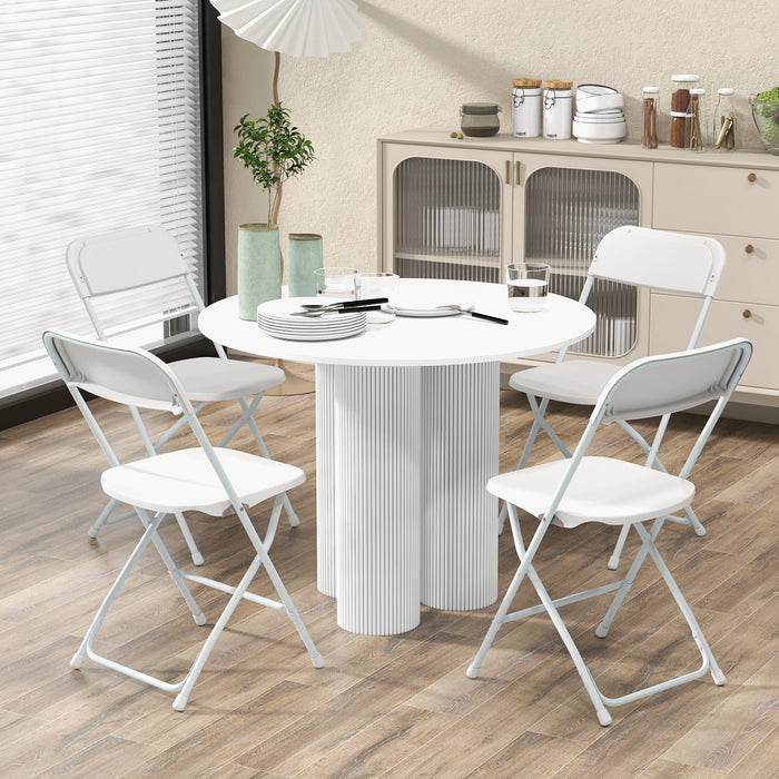 4 Pack Metal Folding Chairs with Plastic Seat and Back-White