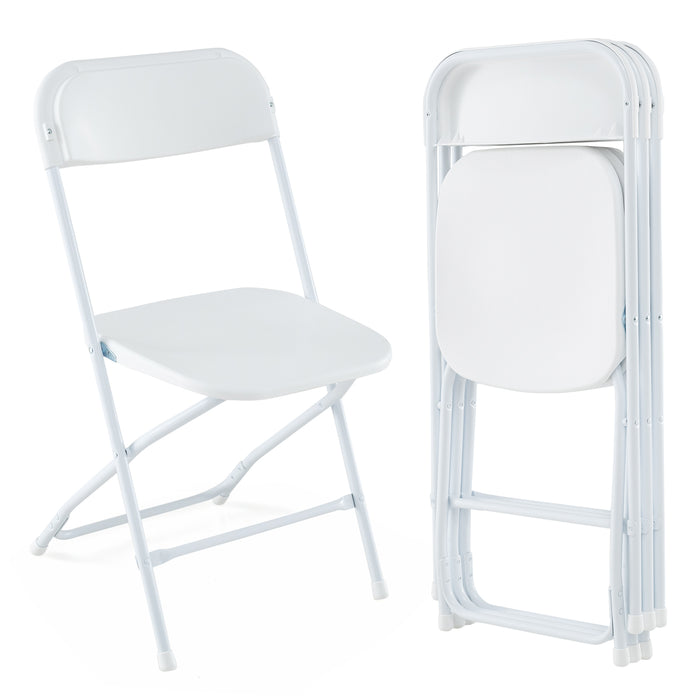 4 Pack Metal Folding Chairs with Plastic Seat and Back-White