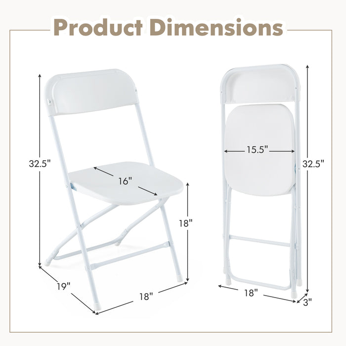 4 Pack Metal Folding Chairs with Plastic Seat and Back-White