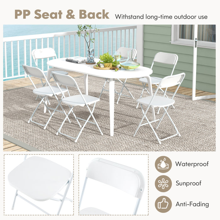 4 Pack Metal Folding Chairs with Plastic Seat and Back-White