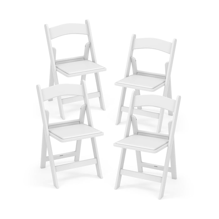 4 Pack Resin Folding Chairs with Padded Seat-White