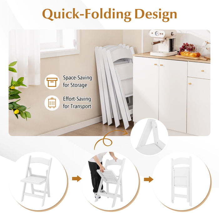 4 Pack Resin Folding Chairs with Padded Seat-White